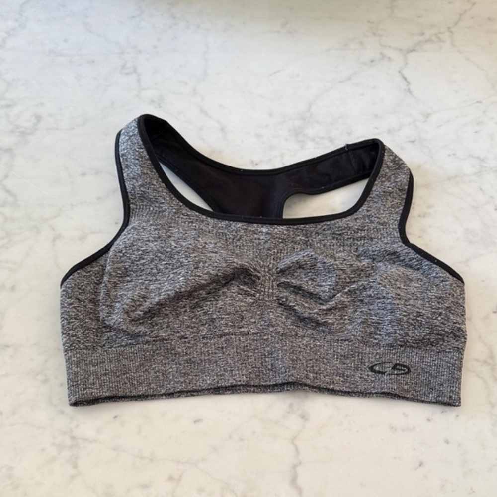 Champion Gray Racerback Sports Bra Women’s Large Medium Support Athletic Bra